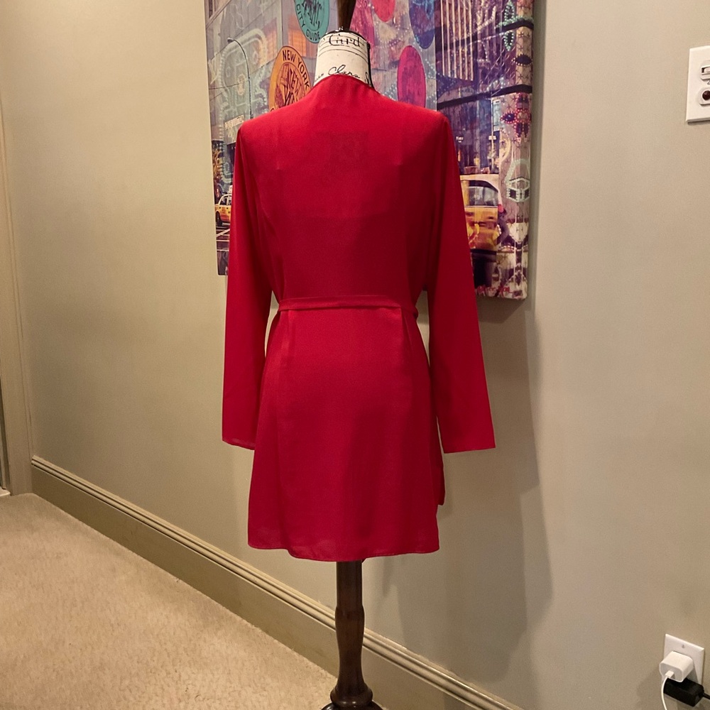 Ted Baker Red Long Sleeve Mandarin Collar Dress - Picture 4 of 8